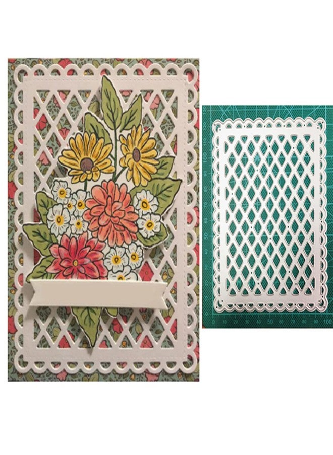 VOBRAMY XMYXCRAFT Grid Background Rectangle Metal Die Cuts, Net Lace Frame Cutting Dies Cut Stencils for DIY Scrapbooking Album Decorative Embossing Paper Dies Card Making - Image 3